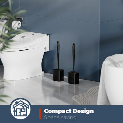 Holaloha Toilet Brush, 2 Pack Toilet Brush and Holder Set Bathroom Accessories, Toilet Bowl Brush and Holder for Bathroom, White