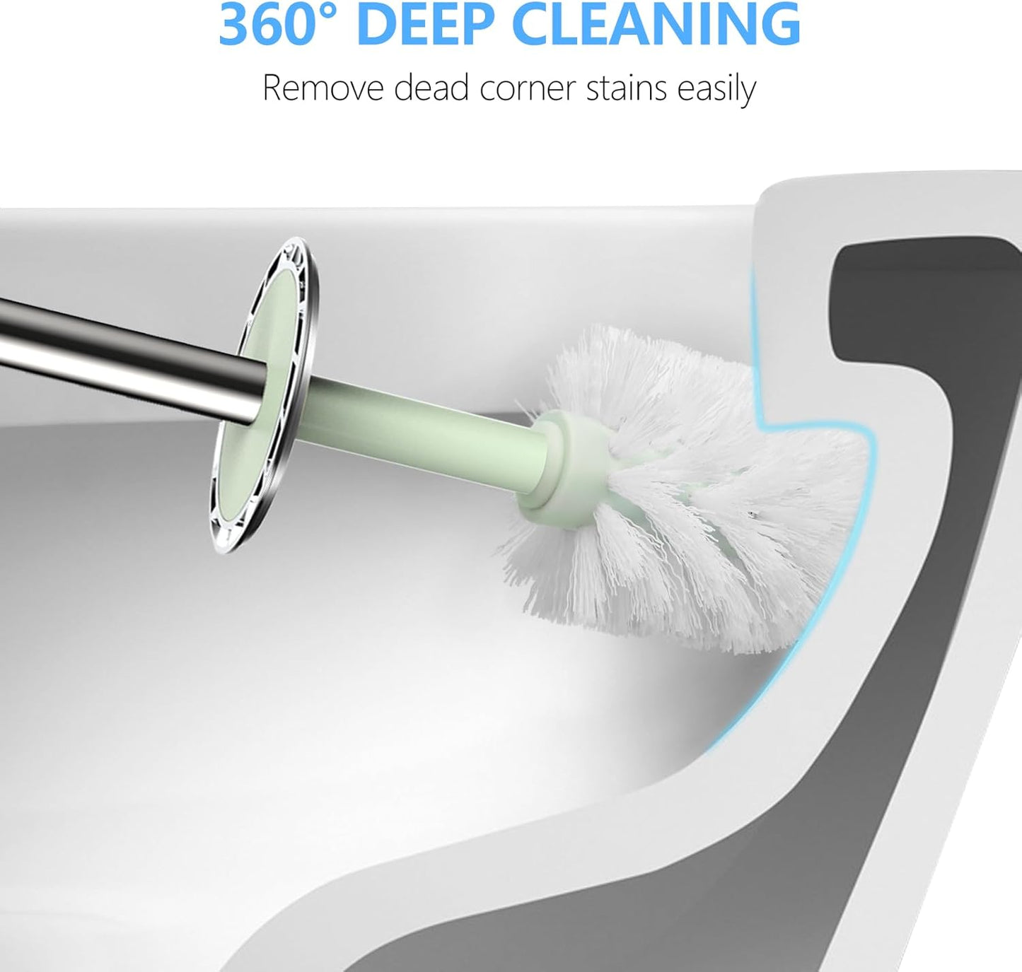 SetSail Toilet Brush, Compact Size Toilet Bowl Brush and Holder Toilet Brushes for Bathroom with Stainless Steel Handle Toilet Cleaner Brush with Durable Scrubbing Bristles, Splash-Proof