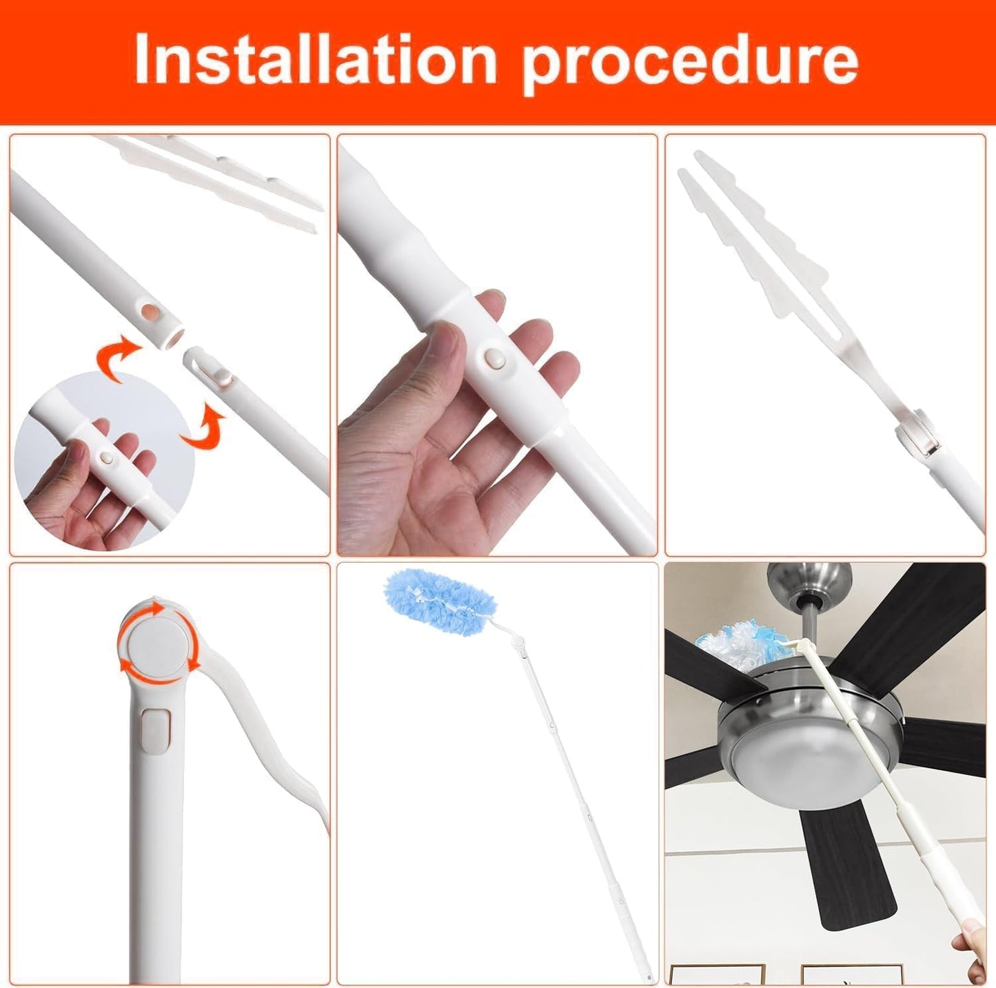 Replacement Handles Compatible with Swiffer Duster Refill, Swiffer Duster Extended Handle,Foldable & Extendable Dust Handle Only (3)