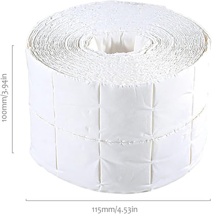 500Pcs/1 Roll Lint Free Nail Art Gel Polish Remover Cotton Pad Nail Wipe Cotton Pads Cleaner Cleaning Dust Cleaning Degreasing Nail Napkins Cotton for Women and Girls Salon Nail Art Daily