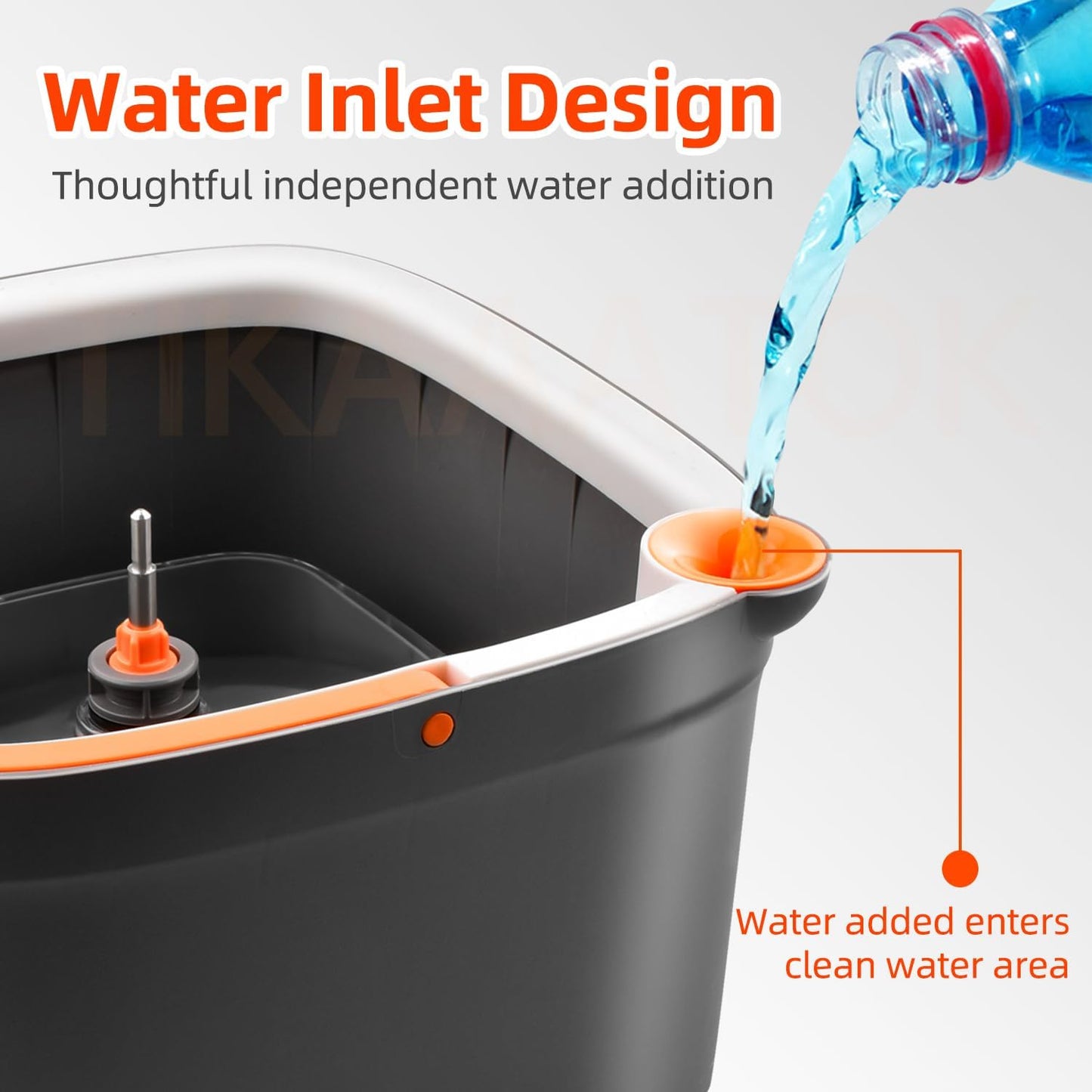 Spin Mop and Bucket Set with Self Separation Dirty and Clean Water System, Mop Set with Self Wringing 360° Rotating Clean Floor Mop-Head for Hardwood Tile Marble Floors (Dark Gray, 10pads)