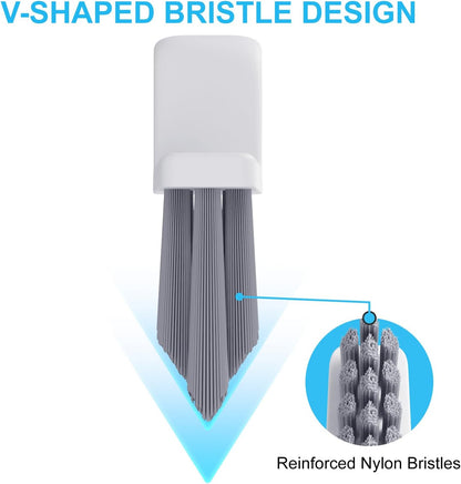 MIXVOVA V-Shaped Grout Cleaner Brush, 3 Pcs Grout Brushes for Tile Floor, Handheld Grout Cleaning Brushes Set with 3 Hooks for Shower, Bathroom, Kitchen, Home Use, Stiff Bristle