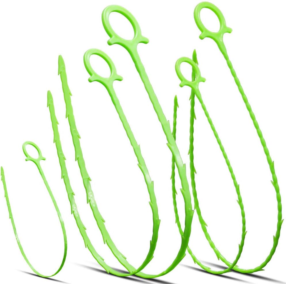 5 in 1 Compatible for Drain Snake Hair Drain with 5 Packs Drain Auger Clog Remover Cleaning Tool (Green)