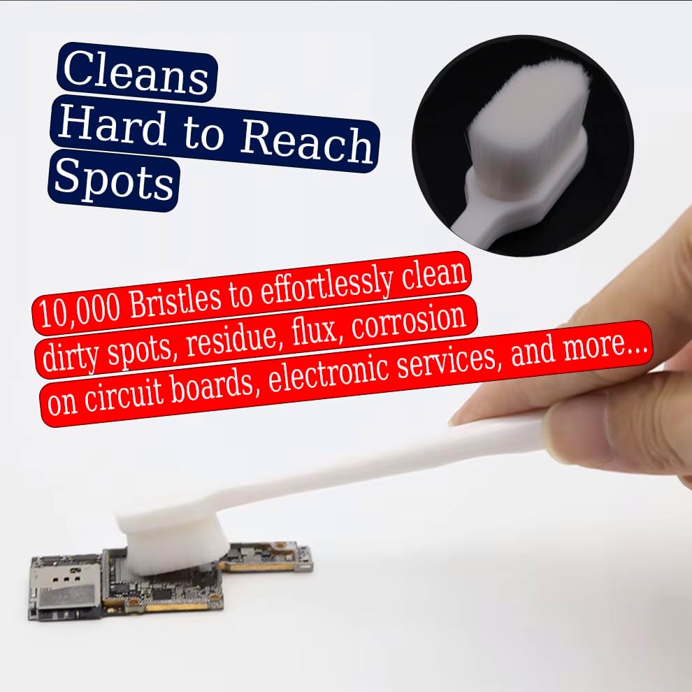 Precision PCB Cleaning Brush with 10,000 Ultra-Fine Bristles – Flux Remover for Circuit Boards, IC Chips, BGA Pads, Phones, Tablets, & Electronics Maintenance