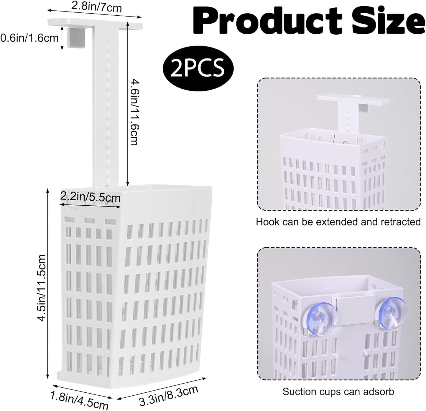 Toilet Tank Cleaning Tablet Holder, Hanging Holder with Adjustable Hook to Hang Toilet Cleaner Box, Can Collect Residue Inside the toilet, White