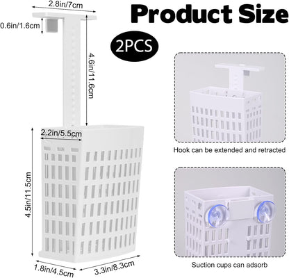 Toilet Tank Cleaning Tablet Holder, Hanging Holder with Adjustable Hook to Hang Toilet Cleaner Box, Can Collect Residue Inside the toilet, White