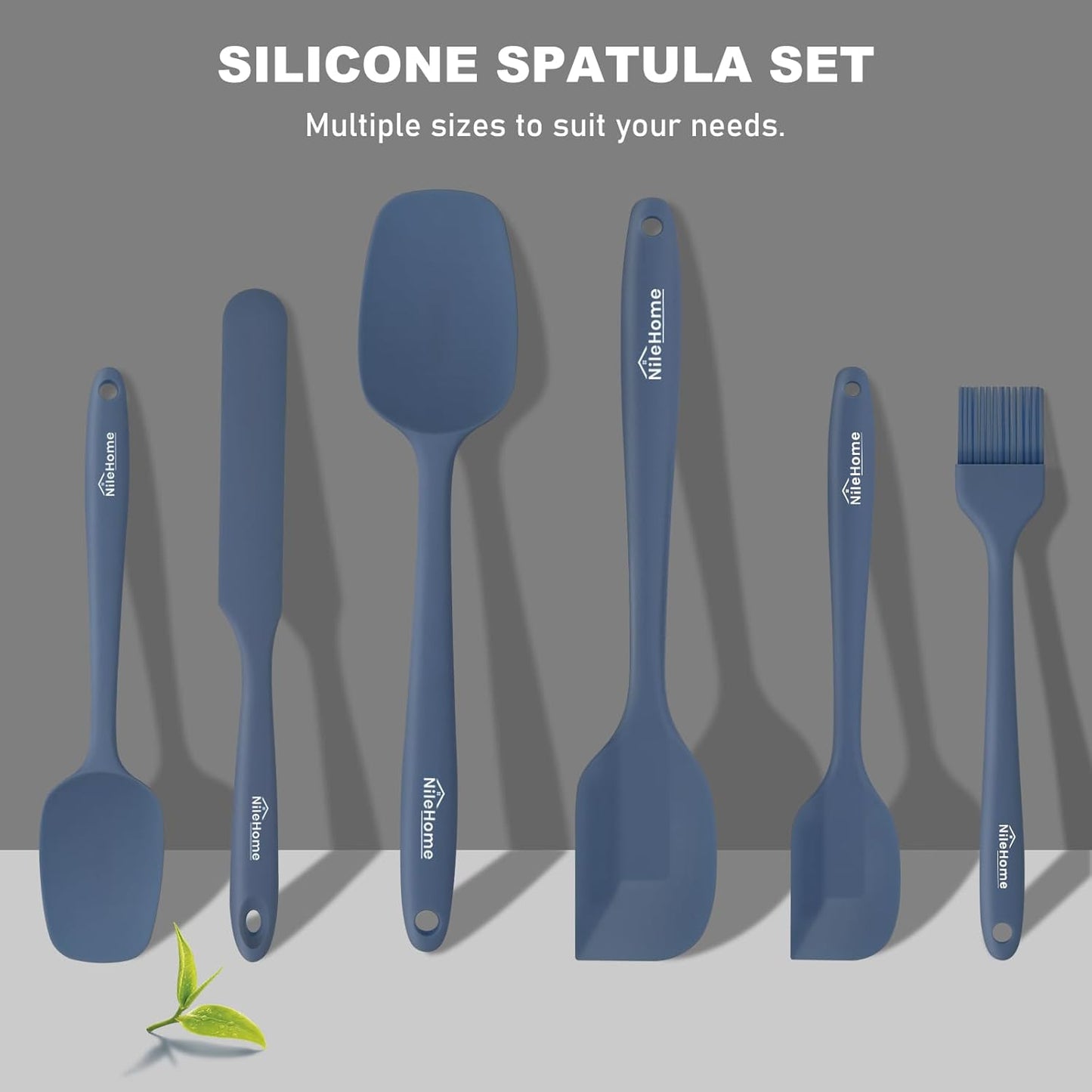 NileHome Silicone Spatula Set, 6 Pieces Food Grade Kitchen Utensils with Silicone Brush Heat Resistant Dishwasher Safe BPA-Free Rubber Spatula for Scraping, Baking, Cooking, Mixing-Forest Style