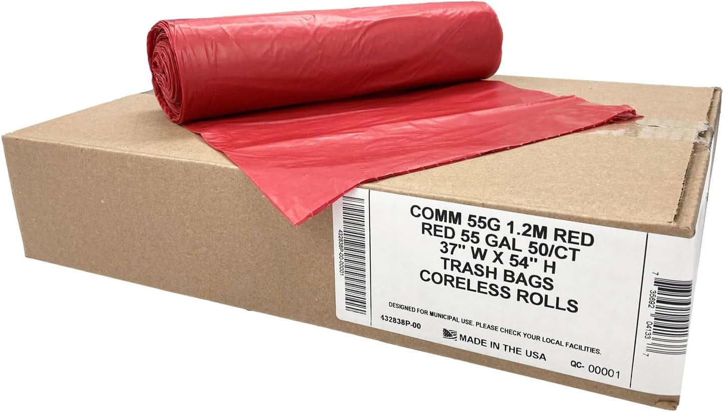 Ultrasac Heavy Duty 55 Gallon Clear Trash Bags - (Value 50 Pack) - 1.2 MIL equivalent Industrial Strength Plastic 37" x 54" for 50-55 Gal Cans -Fits Toter, Rubbermaid Brute, Carlislie Bronco etc.