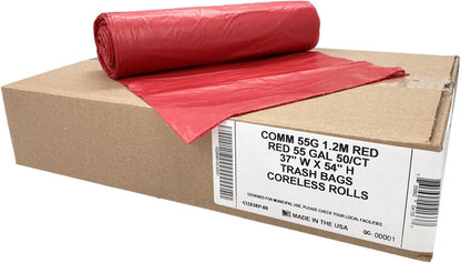 Ultrasac Heavy Duty 55 Gallon Clear Trash Bags - (Value 50 Pack) - 1.2 MIL equivalent Industrial Strength Plastic 37" x 54" for 50-55 Gal Cans -Fits Toter, Rubbermaid Brute, Carlislie Bronco etc.