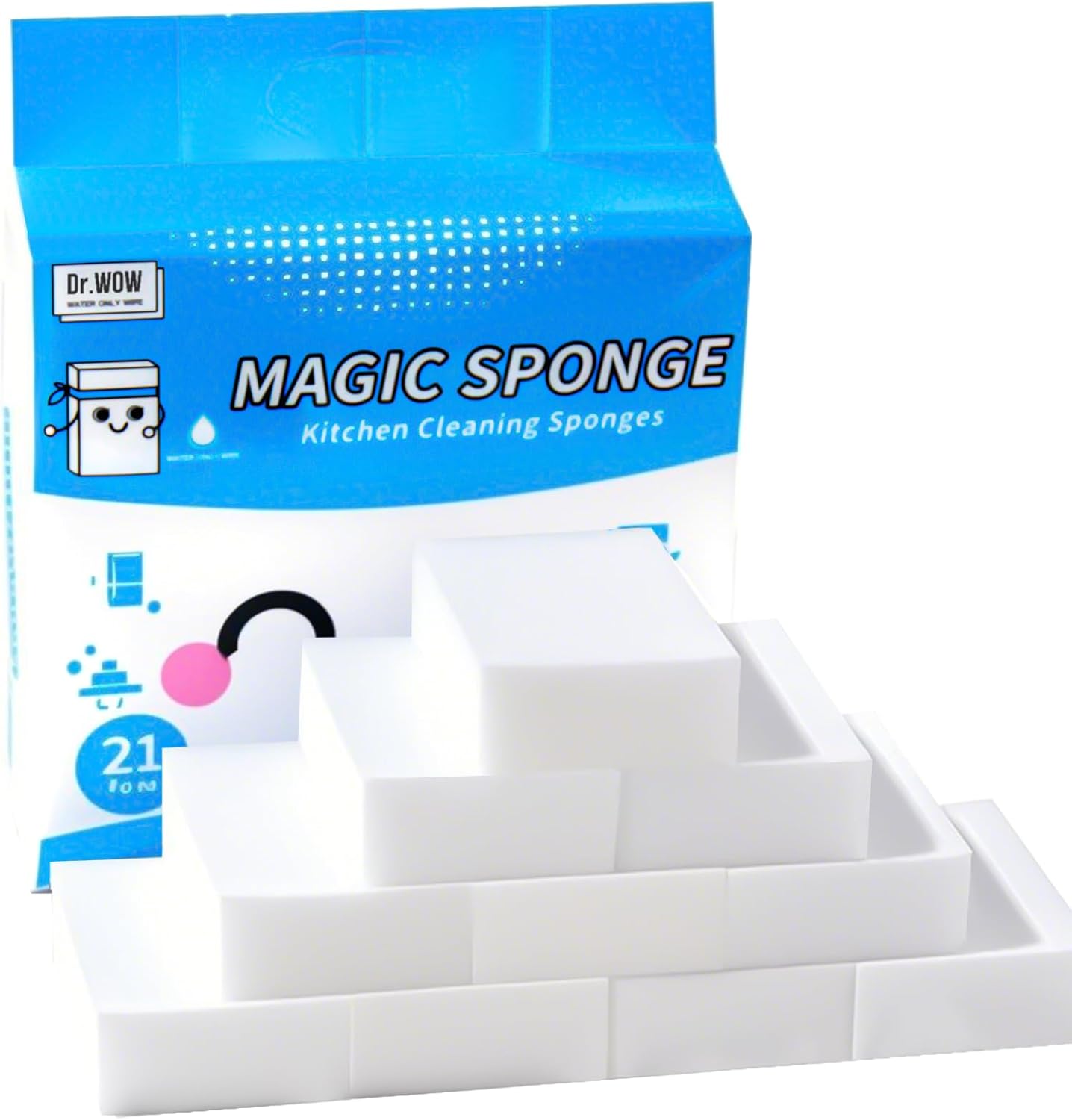 50-Pack Extra-Thick Melamine Sponges – 3.94" × 2.76" × 1.18" Durable Kitchen & Bathroom Cleaning Pads – Powerful, Non-Scratch, Water-Activated Magic Sponge