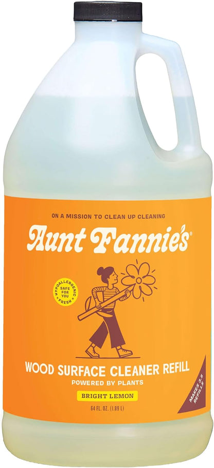 Aunt Fannie's All Purpose Wood Spray Cleaner, No-Wax Formula, Perfect for Wood Tables, Walls, Counters & Shelves, 16.9 Ounces, Lemon Scent (Pack of 1)