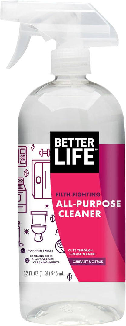 Better Life All Purpose Cleaner - Multipurpose Home and Kitchen Cleaning Spray for Glass, Countertops, Appliances, Upholstery & More - Multi-surface Spray Cleaner - 24oz (Pack of 2) Unscented