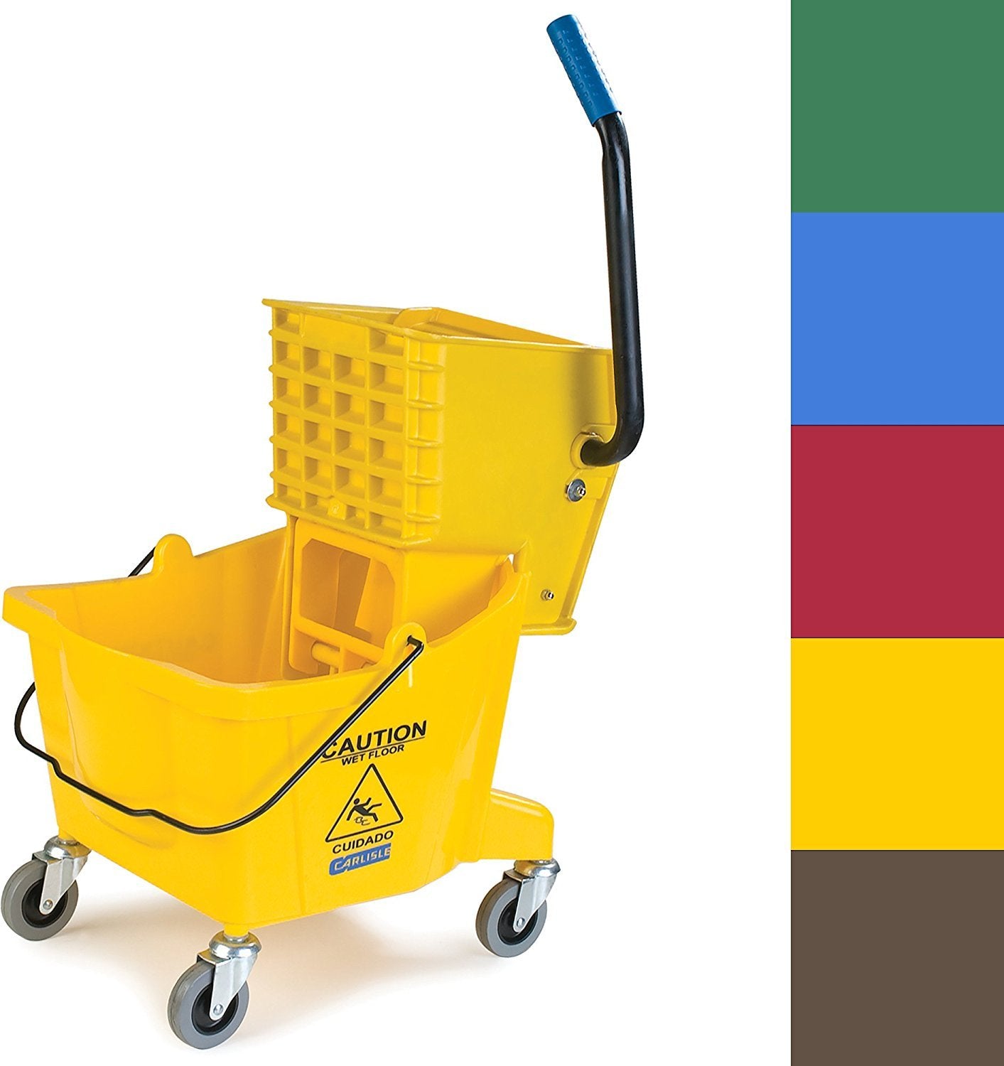 SPARTA Commercial Mop Bucket with Side Press Wringer, Floor Cleaning Essentials for Commercial and Home Use 26 Quart Capacity, 1 Count, Red