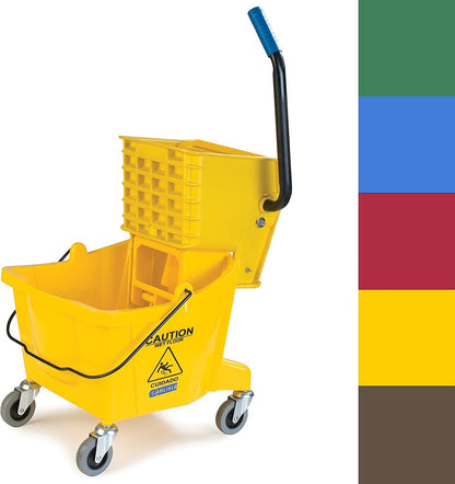 SPARTA Commercial Mop Bucket with Side Press Wringer, Floor Cleaning Essentials for Commercial and Home Use 26 Quart Capacity, 1 Count, Red
