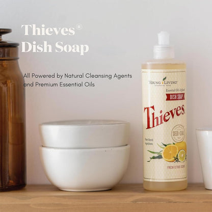 Young Living Thieves Dish Soap | 12 oz | Plant Based Dishwashing Liquid | Formulated with Lemon, Premium Essential Oils, and Water | Gentle on Hands | Ideal for Cleaning Dishes | 1 Pack