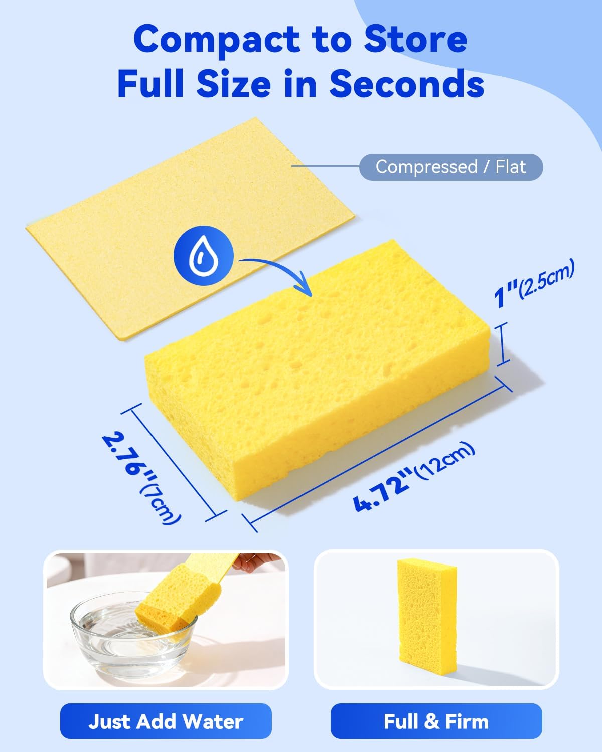 Temede Cellulose Sponges,Heavy Duty Scrub Sponges,Non-Scratch Kitchen Sponges for Dish,Colorful Compressed Dish Scrubber Sponge for Household,Cookware,Bathroom,6pcs
