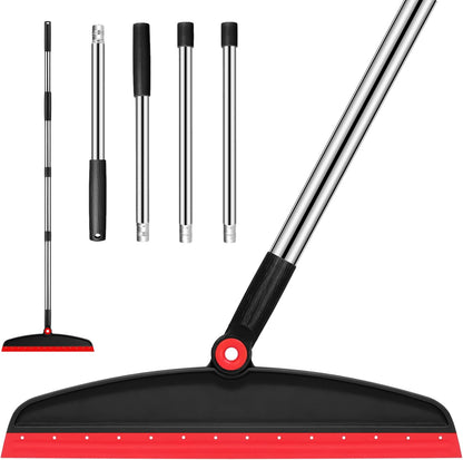 Multifunction Silicone Broom, 54 Inch Long Handle Silicone Floor Squeegee Broom, Sweep and Scrape 2 in 1 Household Cleaning Rubber Broom for Floor, Bathrooms, Kitchens, Showers, Tile, Pet Hair, Glass