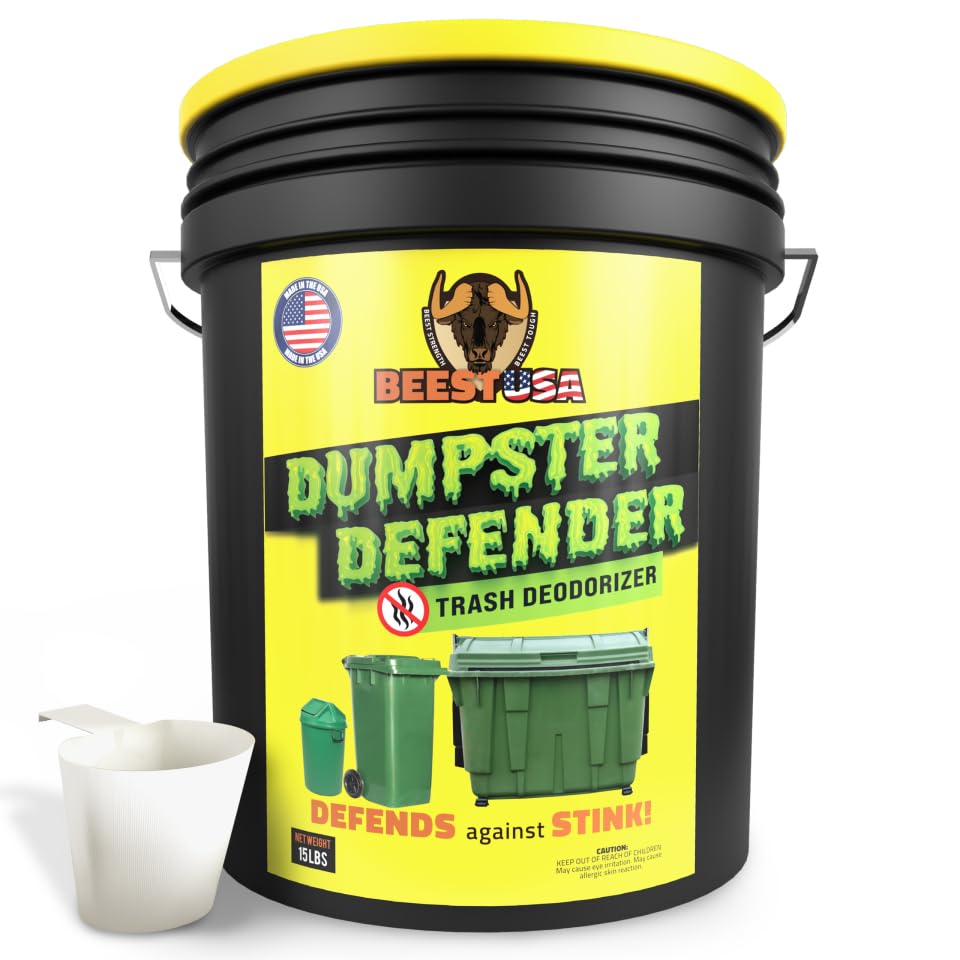 BEEST Dumpster Defender - 1.5lbs Outdoor Trash Can Deodorizer & Liquid Waste Absorber (Made in USA) Biodegradable Trash Can Odor Eliminator - Powerful Garbage Deodorizer for Always-Fresh Bins - 7 Cups