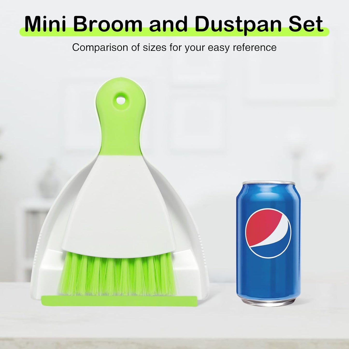 NACENA Mini Dustpan and Brush Set 2 Pack, Small Broom and Dustpan Set Dust Pan and Mini Hand Broom Dustpan and Broom Combo Compact for Home Table Keyboards Sofa Kitchen, Blue
