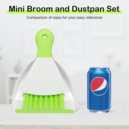 NACENA Mini Dustpan and Brush Set 2 Pack, Small Broom and Dustpan Set Dust Pan and Mini Hand Broom Dustpan and Broom Combo Compact for Home Table Keyboards Sofa Kitchen, Blue