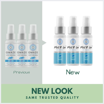 Mist N’ Go by Omaze Travel Bathroom Spray for Toilet Spray Odor Eliminator - Travel Toilet Spray for Bathroom Air Freshener Spray for Bathroom Deodorizer - Clean Mix, Travel Size (1oz x2)