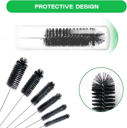 Brush Family Straw Cleaner Brush Set,6 Piece 12" Long Pipe Tube Bottle Brushes for Cleaning Narrow Neck Bottles,Coffee Maker,Glass Cups