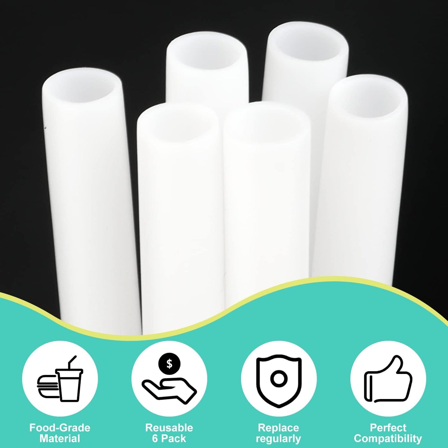 6pcs Replacement Straws for Owala Freesip 24/32oz, Reusable Plastic Straws with Cleaning Brush Tumbler Accessories Parts for Owala Flip 24/32oz Stainless Steel Insulated Water Bottle