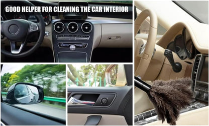 Retractable Ostrich Feather Duster for Cleaning, Fluffy and Natural Feather Duster with Retractable Handle， Reusable Eco-Friendly Handheld Cleaning Supplies (15 inch)