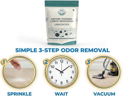 Enzyme-Powered Carpet Deodorizer (Powder) - Unscented | Natural Pet Odor Eliminator | Bio-Enzymatic Formula, Premium Performance, Eco Friendly | 16 oz