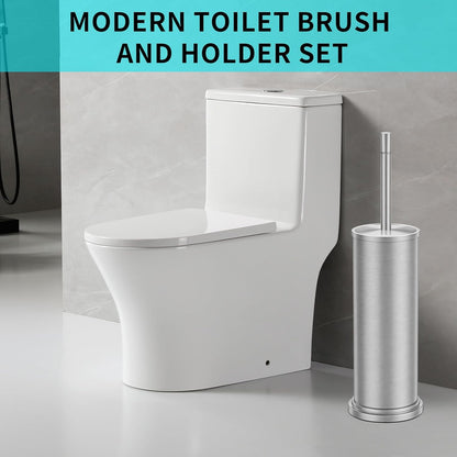 Chrome Toilet Brush and Holder Set,304 Stainless Steel Toilet Brush for Bathroom with Long Handle, Heavy Duty Toilet Bowl Brush,Removable Inner Bowl and Splash Protection,Deep Cleaning