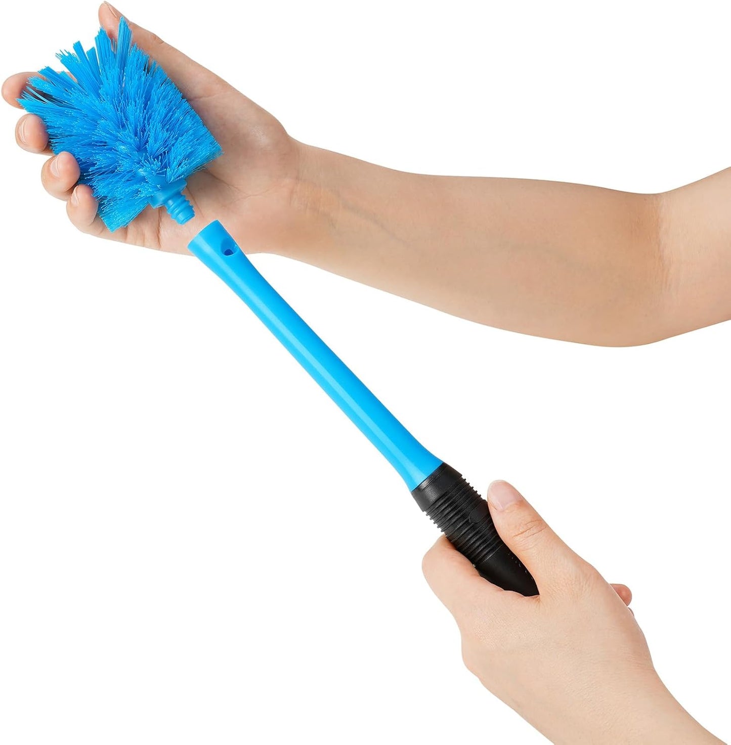 MOSOLAN 2-in-1 Water Bottle Brush and Straw Cleaner Brush, Long Handle Scrub Brush with Replaceable Head for Water Bottles, Glasswares, Mugs, Flasks, Tumblers, Vases, and Kitchen Sink, Smokey Blue