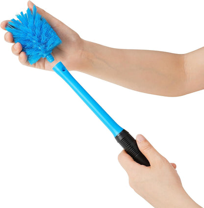 MOSOLAN 2-in-1 Water Bottle Brush and Straw Cleaner Brush, Long Handle Scrub Brush with Replaceable Head for Water Bottles, Glasswares, Mugs, Flasks, Tumblers, Vases, and Kitchen Sink, Smokey Blue