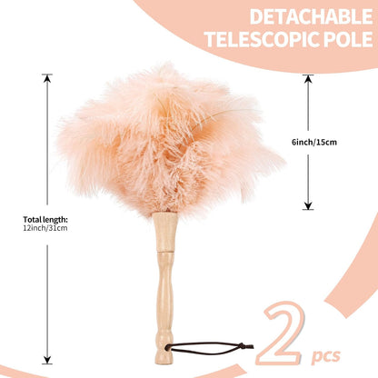 Ostrich Feather Duster 12 Inch Handheld Duster Supplies, Wooden Handle Feather Duster for Cleaning Keyboard Home Car Office (Champagne)