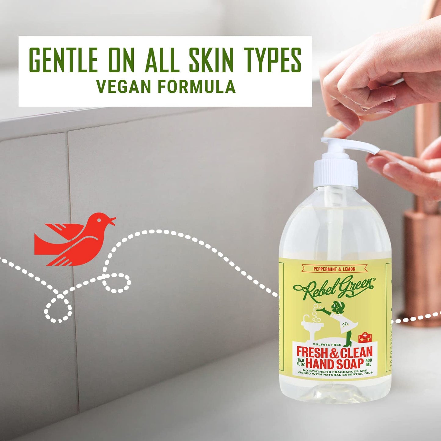 Rebel Green Fresh & Clean Hand Soap Refill - Natural Liquid Hand Soap Refill for Bathroom & Kitchen - Lavender & Grapefruit Scent, 32 Fl Oz