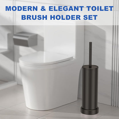 Toilet Brush and Holder Set: 304 Stainless Steel Heavy Duty Toilet Bowl Brush and Holder with Removable Inner Bowl and Splash Protection, Modern Long Handle Bathroom Cleaning Tool