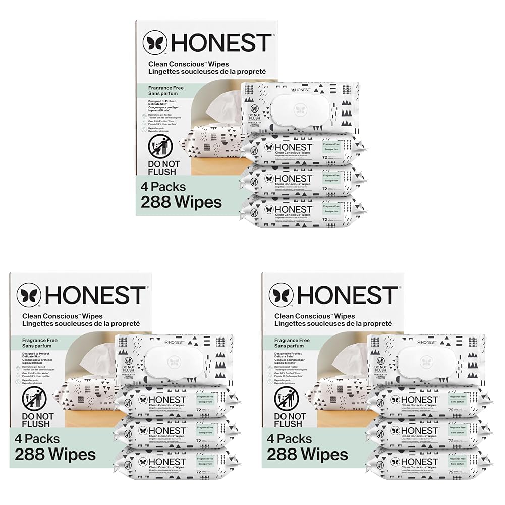 The Honest Company Hypoallergenic Multi-Use Baby Wipes for Sensitive Baby Skin, Rose Blossom, 60 Count