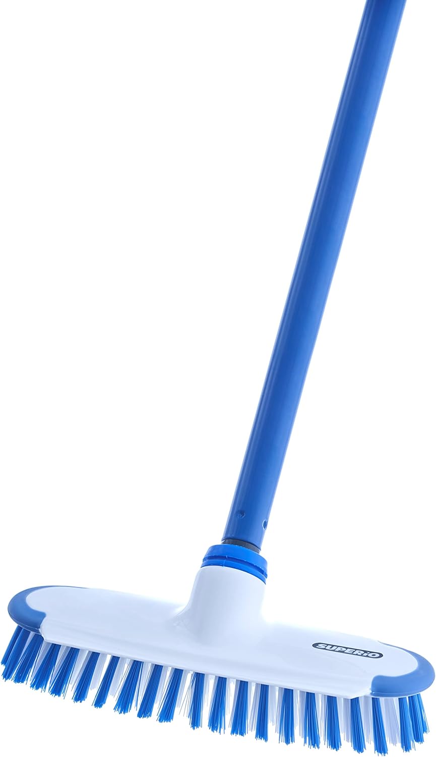 Superio Deck Scrub Brush Head Heavy Duty Stiff Bristles Replacement, Brush Refill with Scraper - Cleans Hot Tub, Swimming Pool, Granite Tiles, Bathroom, Patio, Kitchen, Wall, and Deck