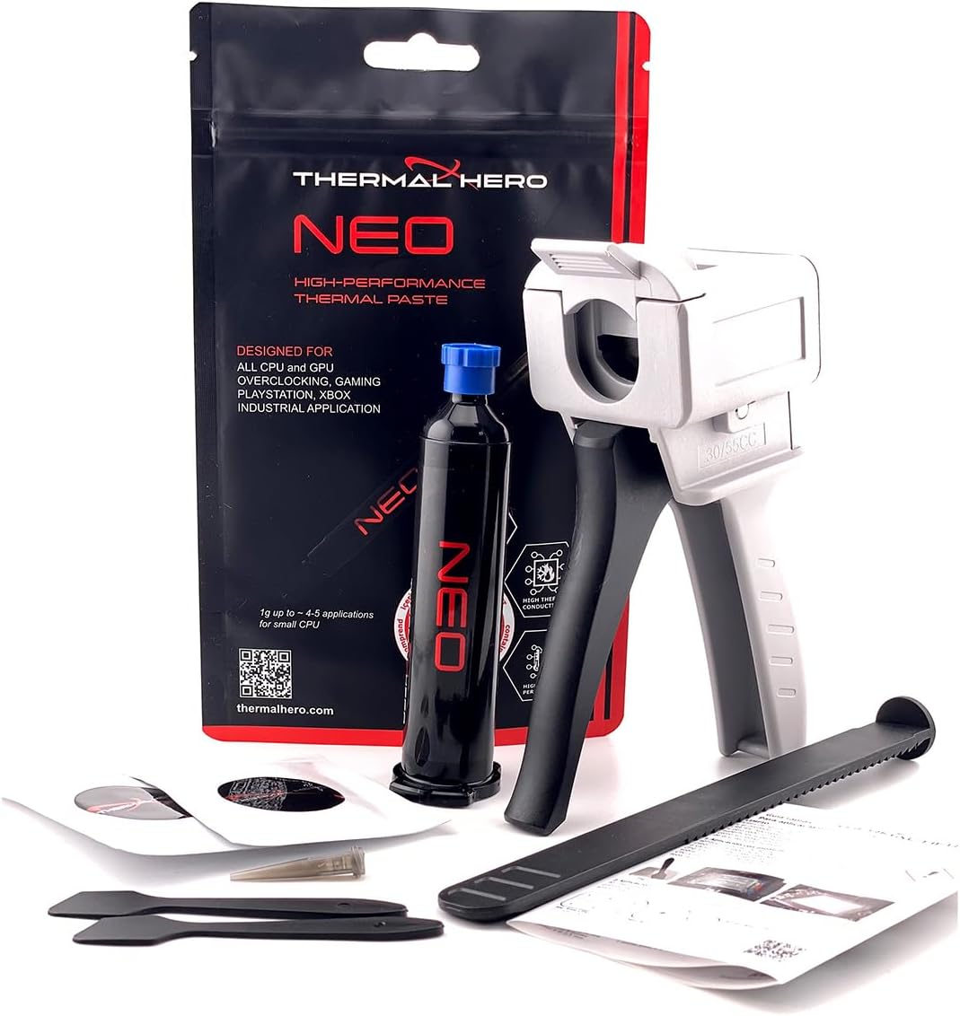 NEO (1g) Thermal Paste for Basic Applications: Suitable for All CPUs (AMD & Intel) GPUs Xbox PS4 PS5 Includes Cleaning Cloth and Spatula