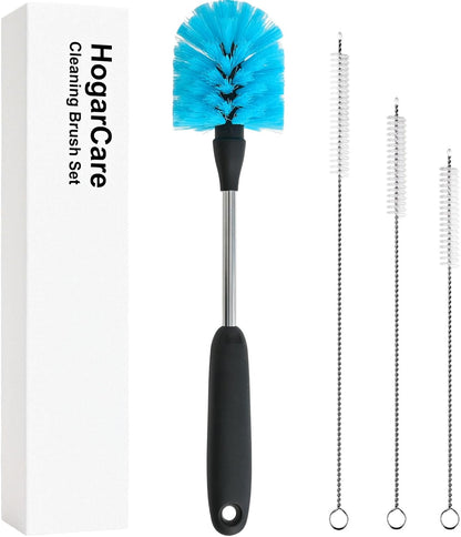 4 Pack Straw Cleaner Brush Set with Long Handle Stainless Steel Bottle Brush, 3 Straw Brushes, Kitchen Brush for Cleaning Water Bottle, Cups, Straws, Blue