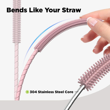 2 Pcs Silicone Straw Cleaner Brush, Extra Long Cleaning Brushes for Straws, 6mm&9mm, Blue