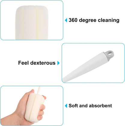 uxcell Bottle Soft Brush,1 Pcs - 10'' Cleaner Brush with Soft Sponge, Cup Cleaner Brush for Cleaning Sports Bottles, Coffee Mugs,Nipple Brush (Peacock Blue)
