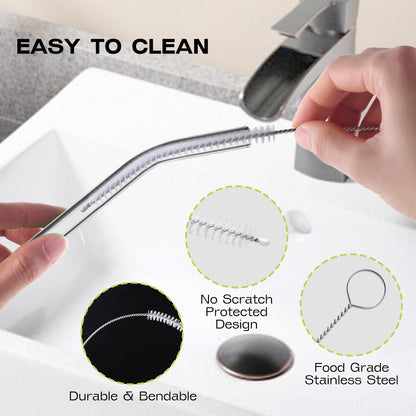 Reusable Straw Cleaner Brush Set - 8PCS Extra Long 12 inch Metal Straw Cleaning Brushes for Tumbler, Sippy Cup, Water Bottles, Pipes