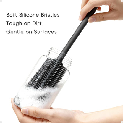 Reusable Silicone Straw Cleaner Brush Set, 2-Pack Extra Long Straw Cleaning Brush for Metal Glass Water Bottle Drinking Straws, Flexible&Bendable Design, Dishwasher Safe, 6mm & 8mm Diameter