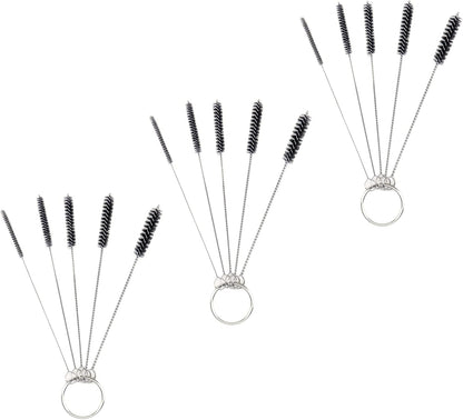Antrader 15Pcs 4 Inch Nylon Tube Brushes Set Straw Straw Brush Kit Carb Carburetor Cleaner Small Wire Brush Cleaning Brushes Clean Tools Black