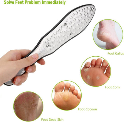 BEZOX Foot File Callus Remover, Double Sided Foot Scrubber for Dead Skin, Stainless Steel Pedicure File for Cracked Heel W/Cloth Storage Bag & Gift Box