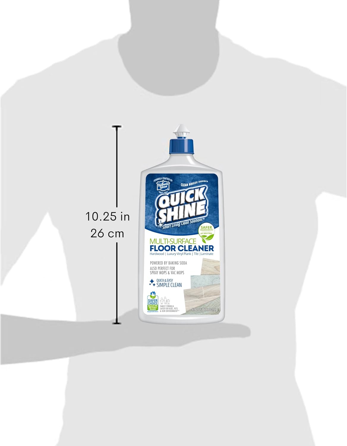 Quick Shine Multi Surface Floor Cleaner 64oz, Ready to Use-Streak Free-No Rinse, Use on Hardwood, Laminate, Luxury Vinyl Plank & Stone, Use in Spray Mops & Vac Mops, Safer Choice Cleaner
