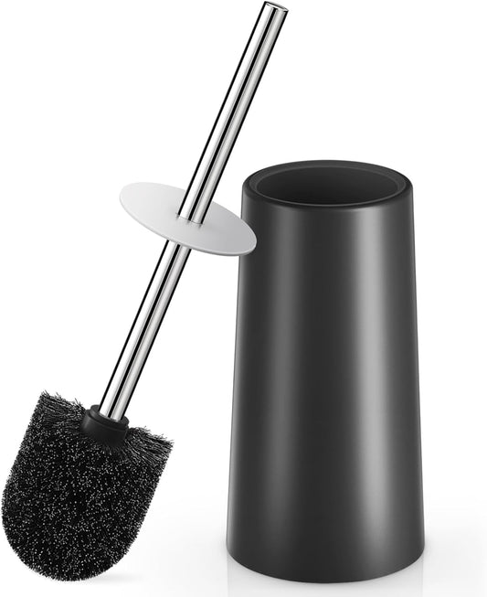 Toilet Brush and Holder, Toilet Brush with 304 Stainless Steel Long Handle, Toilet Bowl Brush for Bathroom Toilet-Elegant-Cleaning-Bristles(White)