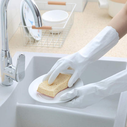 HSL Household Cleaning Gloves - 2 Pairs Reusable Kitchen Dishwashing Gloves with Latex Free, Cotton lining, Waterproof, Non-Slip, Ideal for Dishes, Household Chores, and Gardening (Medium)