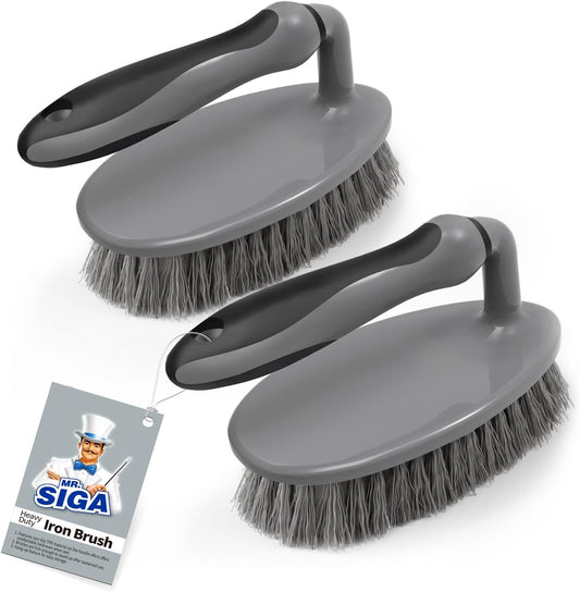 MR.SIGA Heavy Duty Scrub Brush with Comfortable Grip, Cleaning Brush for Bathroom, Shower, Sink, Floor, 2-Pack