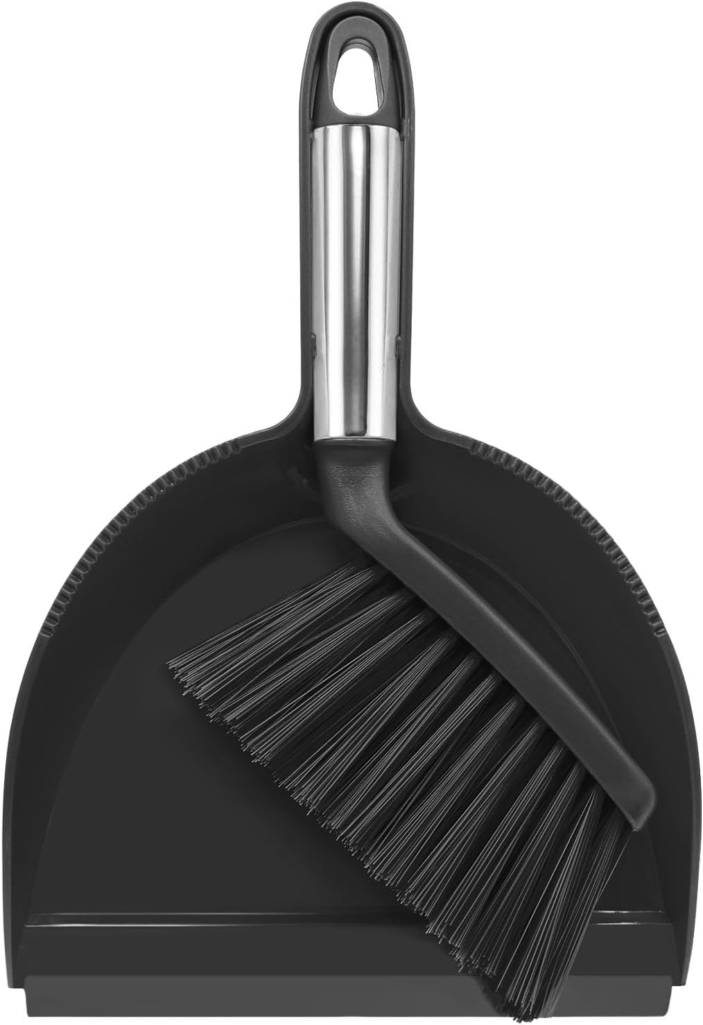 NACENA Mini Broom and Dustpan Set, Small Dust Pan and Brush Set with Handle Dustpan Teeth for Cleaning Hair Suitable for Office Desks Drawers Sofas Outdoor Camping, Light & Purple